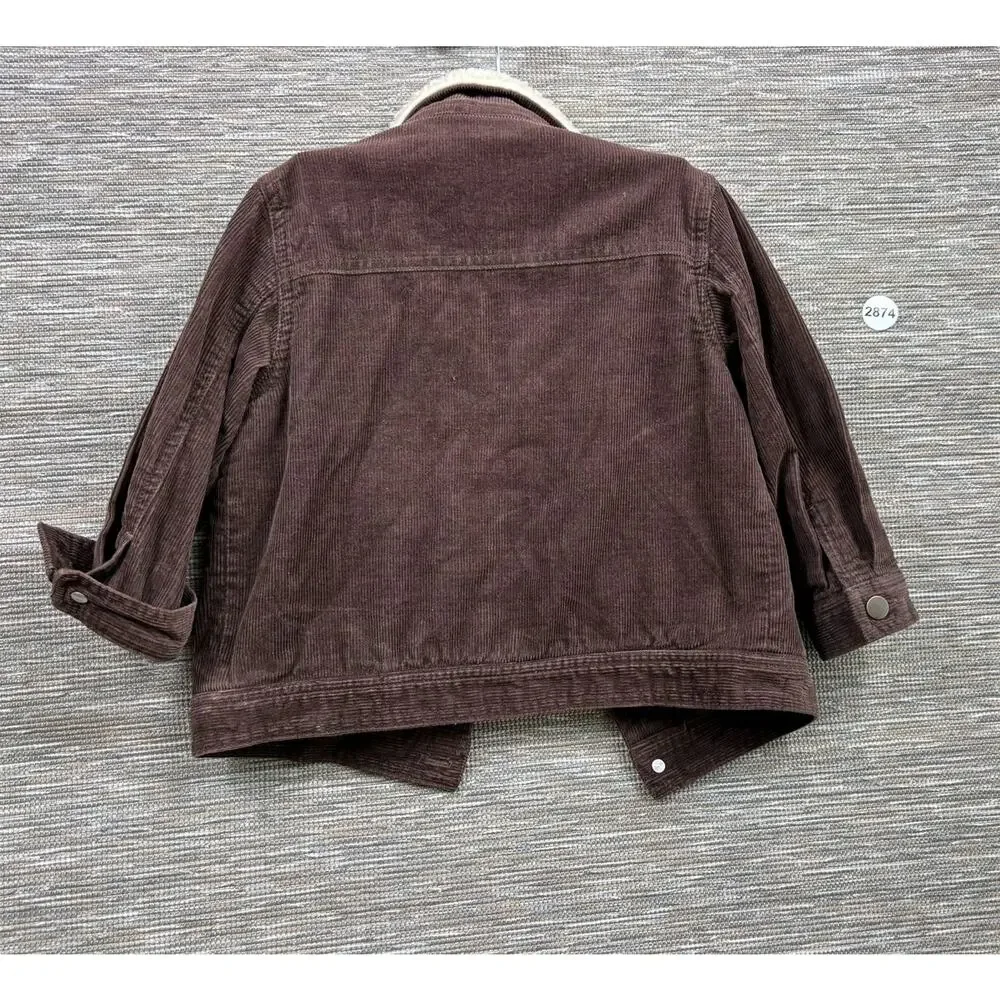 Gymboree Corduroy Jacket Kids 3T Brown Sherpa Collar Snap Front Lined Fall